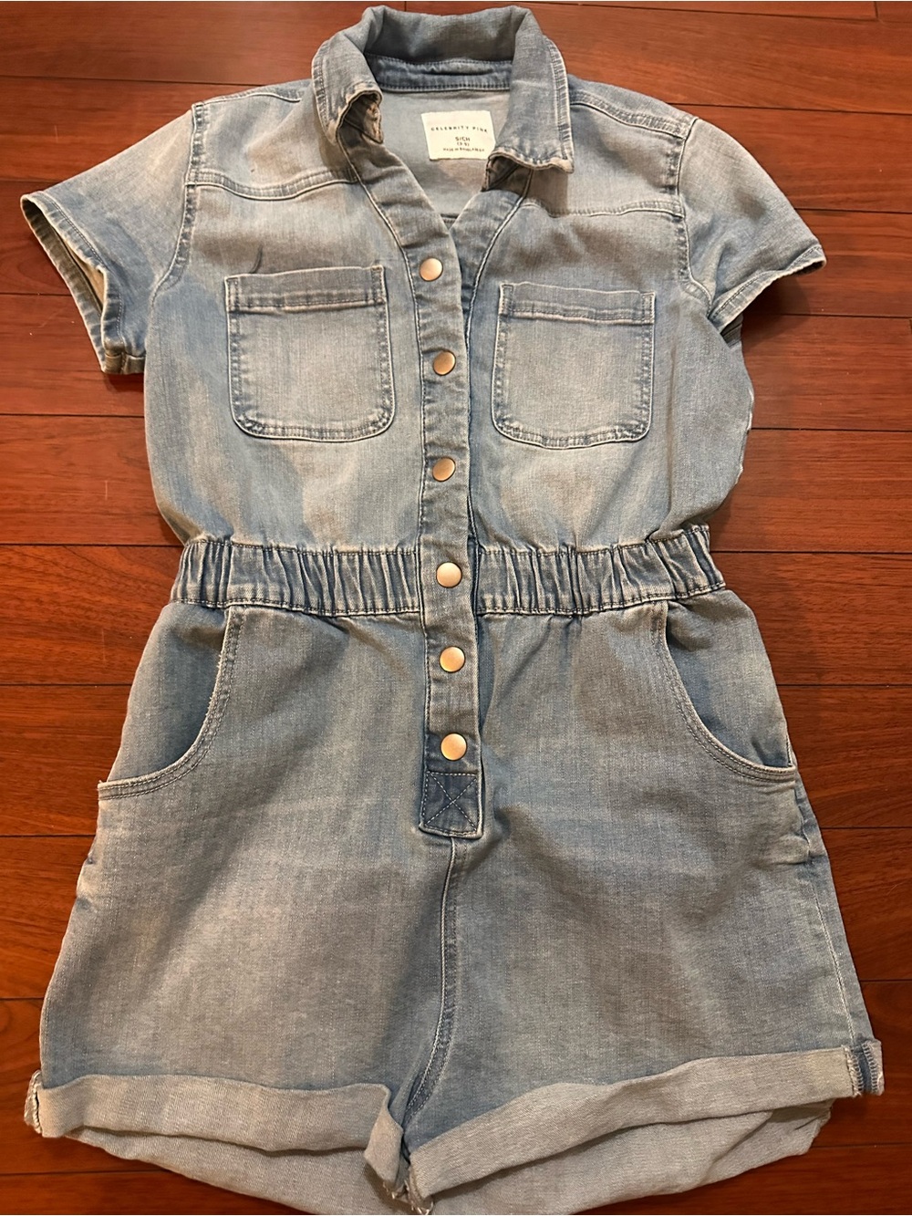 Celebrity Pink Light Wash Denim Romper - Blue